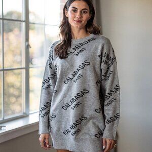 Oversized Women's "Calabasas Saint" Gray Sweater | Size S/M